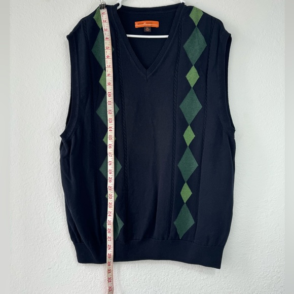SETTE PONTI Mens Sweater Vest Knit XXL Big&Tall Navy Argyle Cable Pullover - Picture 13 of 13